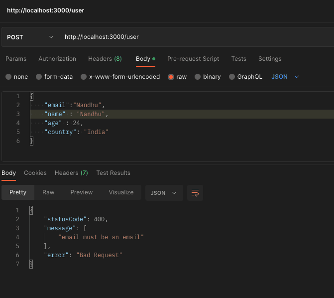 Nest JS Request Body Validation - Test Case 1